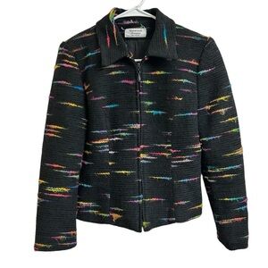 Giancarlo Ferrari Women Petite Size 6P Tweed Multicolor Lined Long Sleeve Jacket